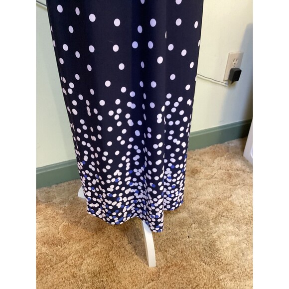 Tiana B. Women's Maxi Dress Size S Polka Dot Stretch Sleeveless Side Slit Flowy - Picture 3 of 9